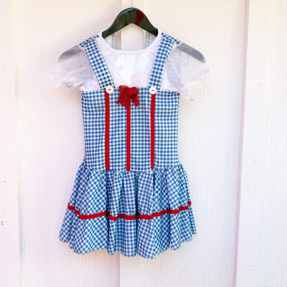 Rubies Wizard of Oz Dorothy Costume Dress Gingham Red Bow Kids Medium 881228